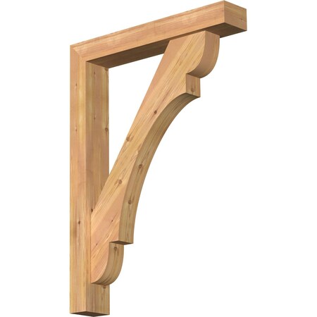 Ekena Millwork Olympic Block Smooth Bracket w/ Offset Brace, Western Red Cedar, 5 1/2"W x 32"D x 44"H BKT0604X32X44OLY05SWR